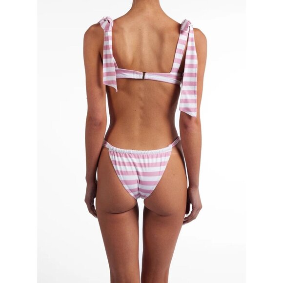 SAME LOS ANGELES 2 PC BIKINY WOMENS The Lady Bra And Rucched Bottom Stripped L - Picture 2 of 15